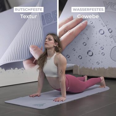 Килимок для йоги YoVibe® 183x60x0.6 см, блакитний - товстий, нековзкий TPE килимок з сумкою та рушником для фітнесу та пілатесу