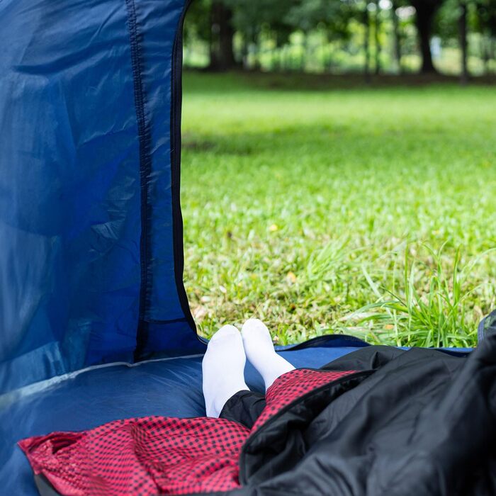 Спальний мішок для дорослих – широкий прямокутний, 3-сезонний з кишенею та сумкою, 300 г/м² бавовна, водонепроникний, для кемпінгу, дому та відпочинку на природі, з блискавкою справа