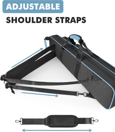 Чохол для більярдних київ: містка, м'яка та міцна сумка на 4 киї, з регульованими ременями (аквамарин/чорний)