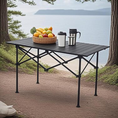 Стіл кемпінговий складаний Relaxdays HBT 55x95x53 см, сталевий, для пікніка, чорний