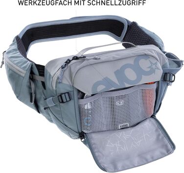Поясна сумка EVOC HIP PACK PRO 3л з питною системою 1,5л, система вентиляції, регульований пояс, колір Stone-Steel