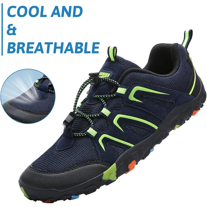 Дитячі трекінгові черевики Littleplum для хлопчиків. Зручні, дихаючі, антиковзкі черевики для активного відпочинку та трейлраннінгу. Розмір 40 EU, темно-синій/зелений.