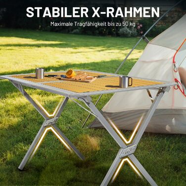 Складаний столик для кемпінгу Timber Ridge 110x70 см з алюмінію та сумкою - ідеальний для пікніків, відпочинку на природі та подорожей