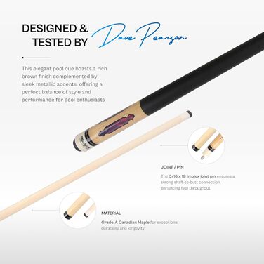 Більярдний кий Pearson Cues League Series 2-частинний (58 дюймів, 19 oz, коричневий)