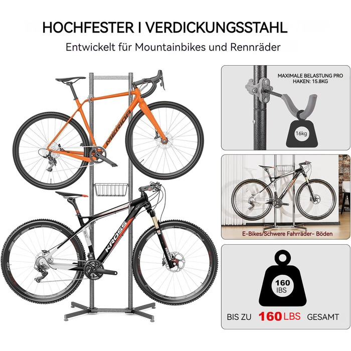 Підставка для велосипедів CXWXC на 4 велосипеда, до 70 кг, для гаража, дому, вулиці