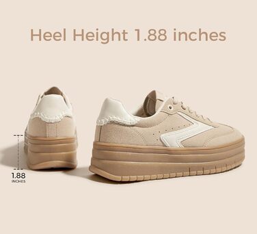 Жіночі туфлі на платформі Lucky Step з гумовою підошвою та замшею - ретро дизайн, товста підошва для тенісу та повсякденного носіння (40 EU, Бежеві)