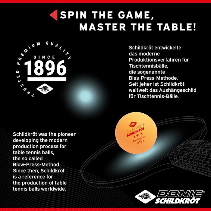 М'яч для настільного тенісу Donic-Schildkröt Exclusive 3 зірки, поліуретан 40+ якість, для тренувань та розваг, білий, помаранчевий або кольоровий мікс, 6/3 шт.