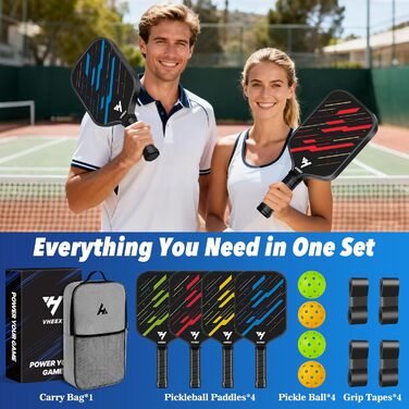 Набір для піклболу: 4 ракетки, 4 м'ячі, сумка. Підходить для гри в приміщенні та на вулиці. Ідеальний подарунок для початківців та професіоналів. Набір Meteor для піклболу.