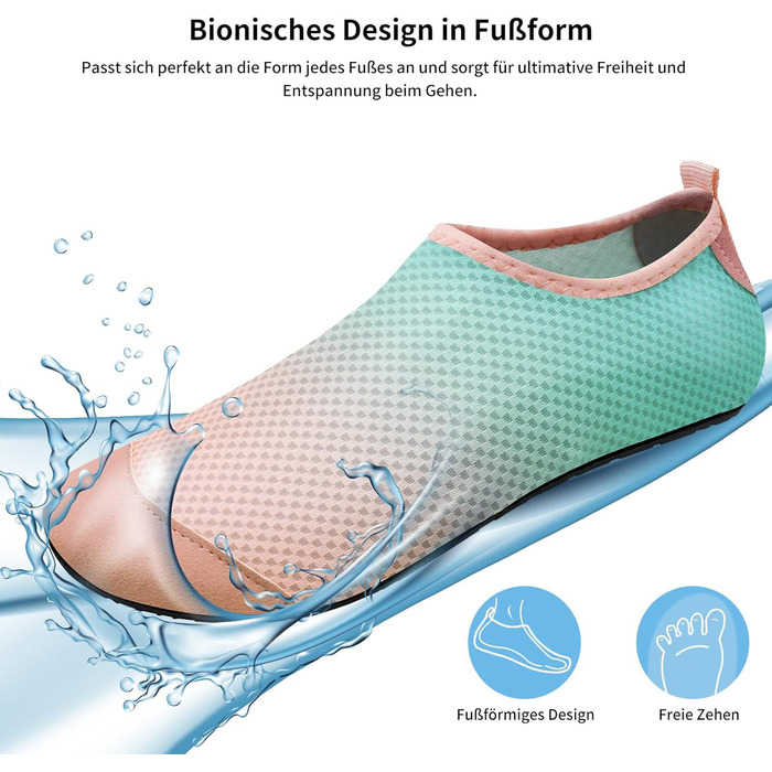 Водні черевики WateLves для жінок, чоловіків та дітей. Швидка сушка, аквашузи, пляжні черевики (рожевий, зелений, 36/37 EU)