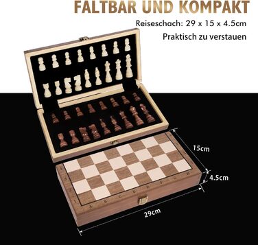 Шахи та шашки магнітним набором Sihaiyuan, дерев'яне складне шахове поле, для дорослих та дітей, 39x39 см