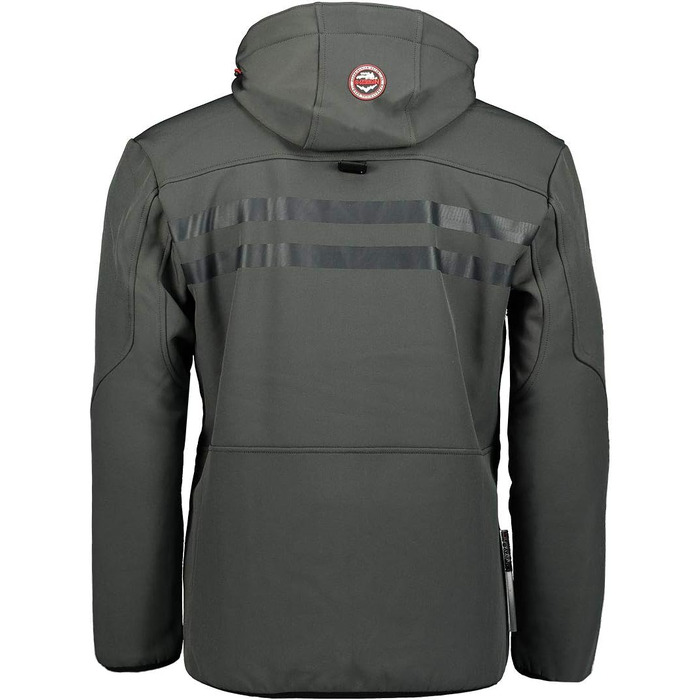 Чоловіча водонепроникна куртка-софтшелл Geographical Norway Royaute з капюшоном, тактичний віндбрейкер для гірських походів та лиж, чорно-сіра (7XL)