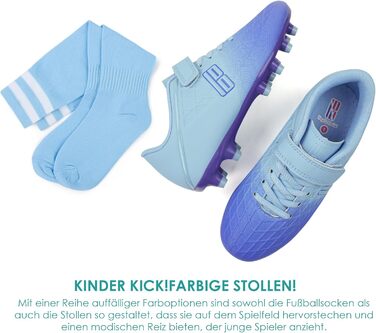 Дитячі футбольні бутси JABASIC для гри на твердих поверхнях, розмір 27 EU, синій/фіолетовий, з футболковими шкарпетками