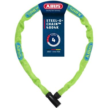 Ланцюговий замок для велосипеда ABUS Steel-O-Chain 4804K зі спеціальної сталі, рівень безпеки 4, зелений (Lime), 75 см