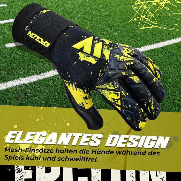 Дитячі та юніорські рукавички воротаря з латексної піни, чорні. Дихаючі та зручні рукавички для хлопчиків та дівчаток.