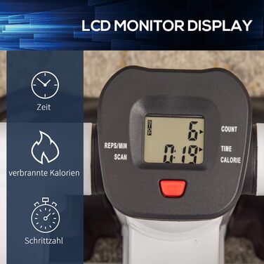 Міні степпер HOMCOM для дому, протиковзкий апарат Up-Down з LCD-дисплеєм, велика педаль, сталь, чорний
