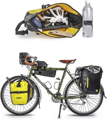 Велосипедна сумка Rhinowalk 20 л, водонепроникна, TPU, міцна, на багажник, для MTB, жовта