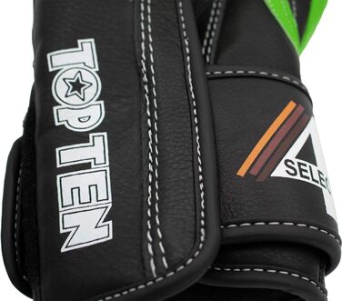 Боксерські рукавички '4Select' з натуральної шкіри, зелено-чорні, 16 oz, стандартні