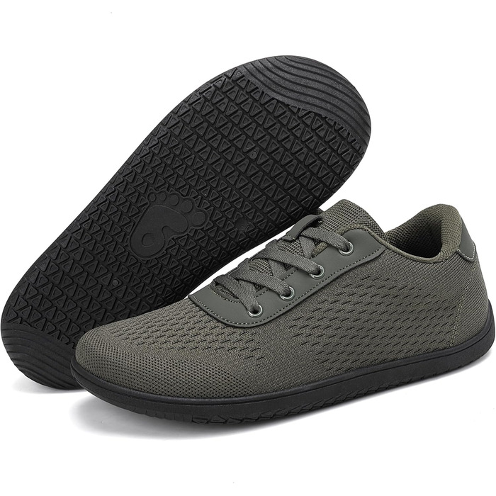 Легкі кросівки для бігу Barfußschuhe: чоловічі та жіночі, дихаючі, з широкою переднячкою, антиковзаючі, для трейлу та бігу по вулицях (40 EU, армійний зелений)