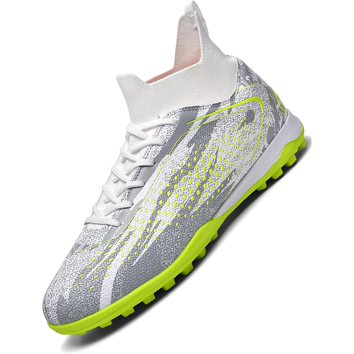 Дитячі футбольні бутси Donbest для хлопчиків: штучний газон, AG, FG, штифти, професійне тренування (4 білий, 34 EU)