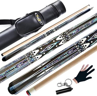 Професійний більярдний кий Tai BA, 19 ounce, 2-секційний, канадський клен, 11,75 мм наконечник, 144,8 см, блакитний, червоний, сірий, зелений