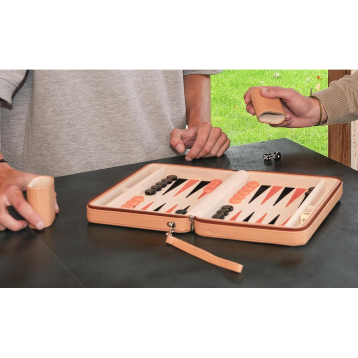 Чемоданчик для настільної гри шашки Engelhart 9 дюймів бежево-оранжево-чорний