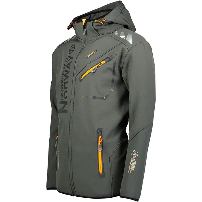 Чоловіча водонепроникна куртка-софтшелл Geographical Norway Royaute з капюшоном, тактичний вітрозахисний outdoor-пальто для гірських походів та лиж, темно-сіра (L)