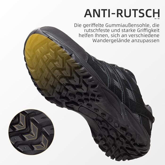 Черевики для хайкінгу чоловічі - дихаючі трекінгові кросівки для походів та хайкінгу, неслизькі та легкі outdoor кросівки, чорні, 43 EU
