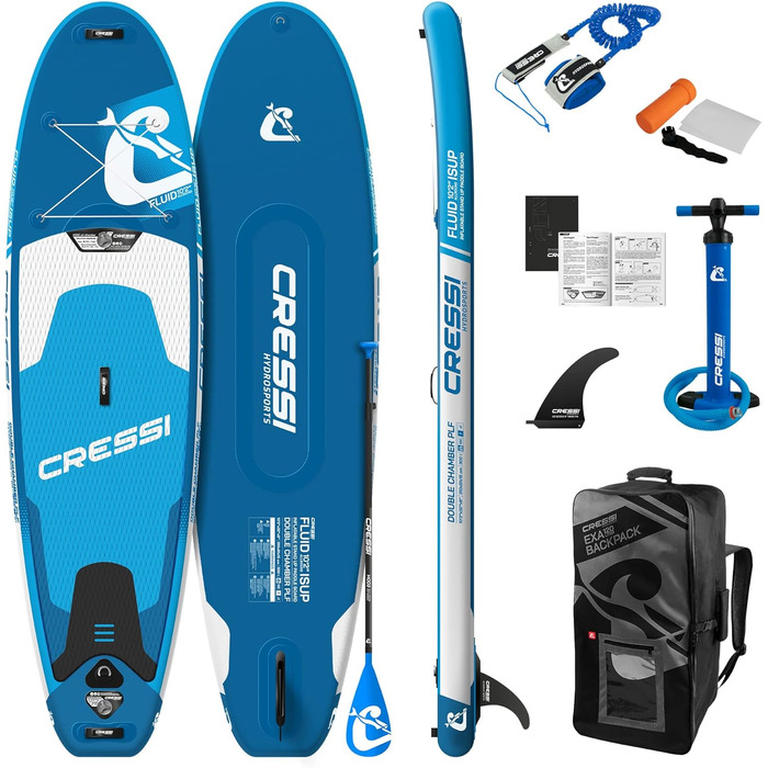 Надувна SUP дошка Cressi Isup комплект, 10'2'', синя, для дорослих, з повним набором аксесуарів, швидке надування, універсальна