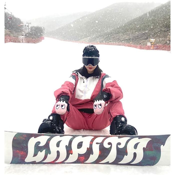 Сніговий комбінезон HOUZONIY для жінок та чоловіків. Теплий, водонепроникний, з капюшоном, для катання на лижах та сноуборді. Розмір S T63+Рожевий