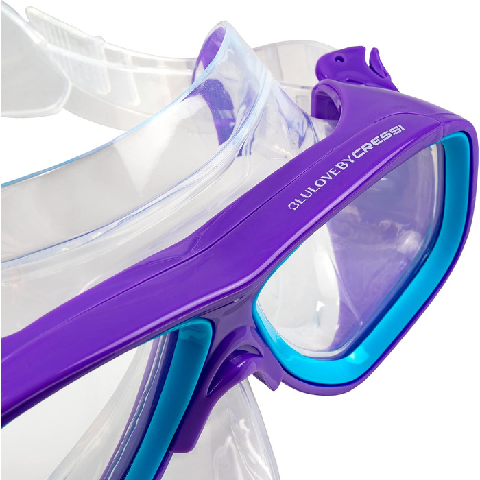 Набір Cressi Junior Rocks Kids для дітей 3-8 років: маска, сухий снорк, ласти та сітчаста сумка (S/M, 26/32, фіолетовий/блакитний)