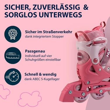 Інлайнери Hudora Mia / Leon 2.0 - ролики для дітей, підлітків та дорослих, регульовані, розміри 37-40