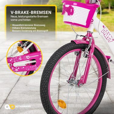 Дитяче велосипед Actionbikes Daisy | 12, 16, 20 дюймів - V-Brake гальма - захист від бруду спереду та ззаду - велосипед для дітей 2-9 років, для дівчаток та хлопчиків
