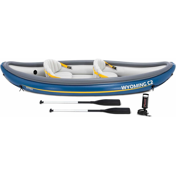 Надувний двомісний каяк Intex Wyoming C2 синій, 307 x 89 x 53 см