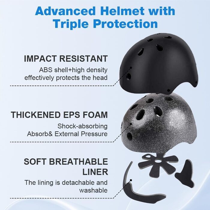 Дитячий шолом Flintronic для велосипеда, скейтборда, ролера, 2-13 років, комплект, чорний