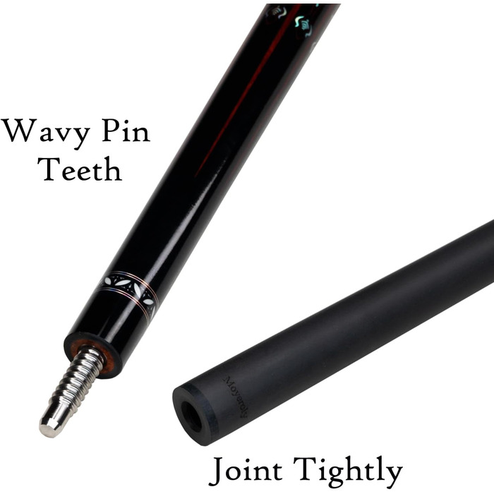 Професійний більярдний кий Moyerely з карбону, 11.8/12.5 мм, низька відхилення, з чохлом MF1-PU Wrap + подовжувач 11.8 мм