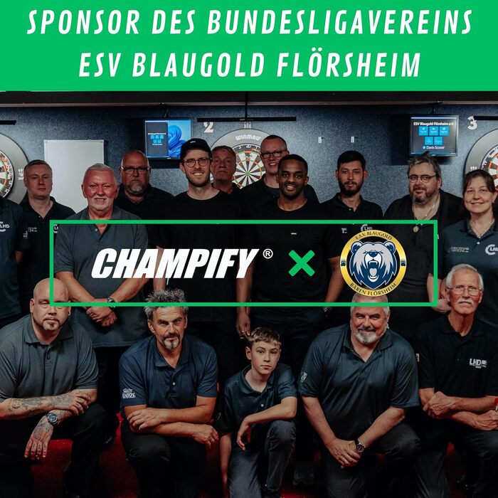 Чохол для дартсу Champify чорний, жорсткий кейс з фіксацією, захист для 6 дротиків (стіл/софт), кишені для аксесуарів