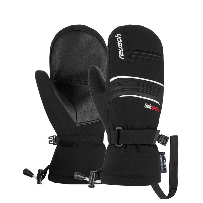 Дитячі гірськолижні рукавички-рукавиці Reusch Softshell, водонепроникні та теплі, чорно-білі, розмір 4