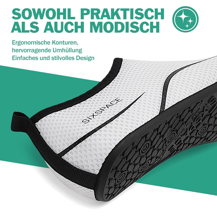 Чоловічі та жіночі аквашузи Sixspace для плавання, серфінгу, йоги. Швидко сохнуть, дихають, білі (35 EU)