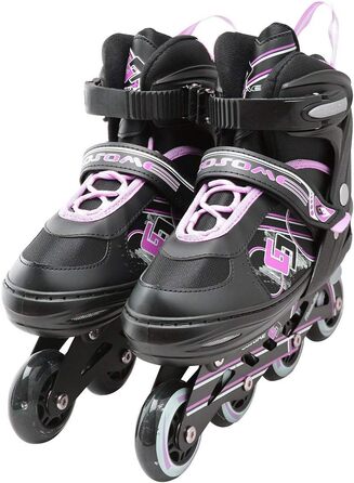 Інлайнери Tante Tina Pro для дітей - дитячі ролики-інлайнери з підсвічуванням, регульовані на 4 розміри, 4 кольори (чорний/зелений, чорний/рожевий, M (33-37))