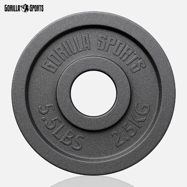 Олімпійські диски для штанги GORILLA SPORTS, чавунні, 1,25–30 кг, 50 мм, окремо чи комплект, для тренувань