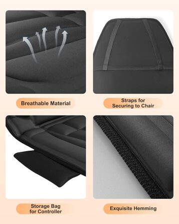 Масажний накид Snailax з 10 вібраційними моторами та підігрівом для спини та шиї. Зручний для дому, офісу та в подорожах. Чорний колір.