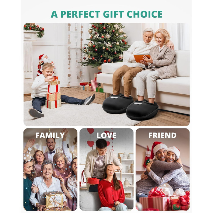 Масажер для ніг Medcursor з підігрівом, глибокий масаж, зняття напруги м'язів та стоп, багатоступеневі налаштування та регульована інтенсивність для дому та офісу (Чорний)