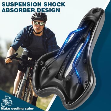 Зручний велосипедний сидіння LuTuo для чоловіків та жінок, м'яке гелеве сидіння, ергономічне, спортивне, для походів, з підкладкою для гірського велосипеда, шосе, BMX, MTB, City, E-bike, чорний