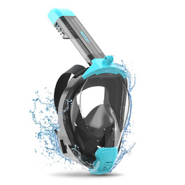 Маска для снорклінгу ACURE SN04, повна маска з кріпленням для камери, антизапітніння, чорно-зелена, L-XL