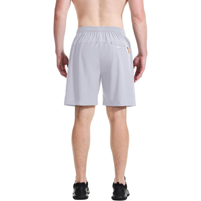 Спортивні шорти Cimic для чоловіків, короткі, з кишенею на блискавці, швидковисихаючі, дихаючі, легкі для спорту та фітнесу (Сріблясто-сірий, XL)