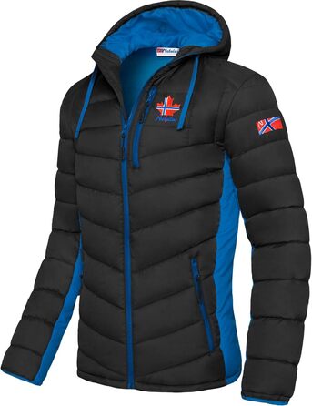 Чоловіча куртка Nebulus MERIK, тепла зимова куртка, практична та універсальна для перехідного періоду та зими (XXL, чорно-кобальтова)