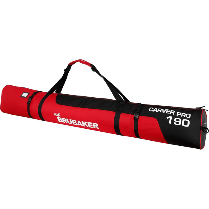 Скі-сак Carver PRO Brubaker - Скі-сумка для лиж, 170/190 см, чорний/червоний, з блискавкою