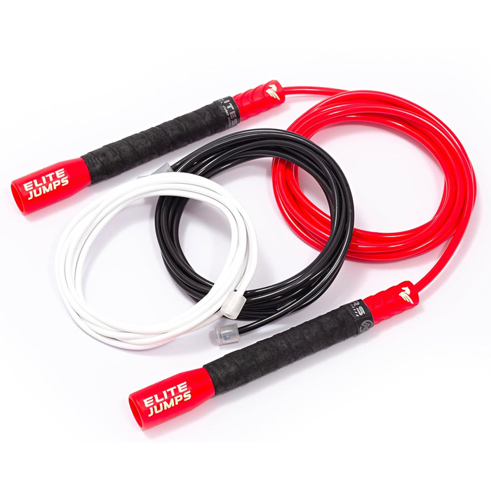 Набір скакалок Elite Jumps Freestyle PVC – преміум якість для фітнесу та кардіотренувань. Легкі, міцні скакалки з нерухомими ручками. Червоний/Однотонні (Getaway Solids)