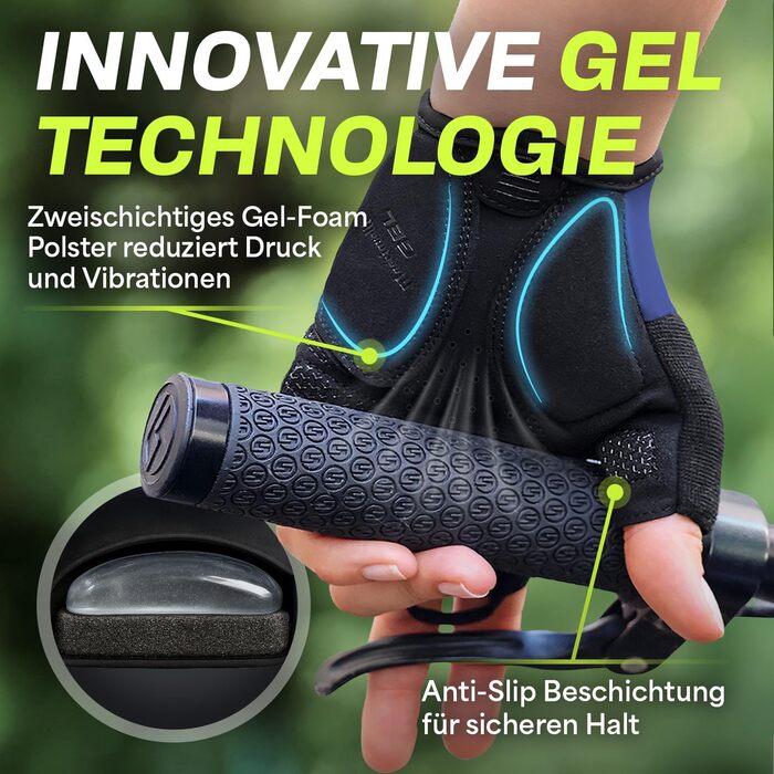 Велосипедні рукавички MACCIAVEI® для чоловіків та жінок | З підкладкою, дихаючі, безпечні | Рукавички для MTB, шосе, трекінгу | Синій, XXL