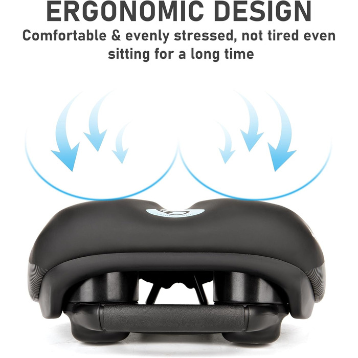 Велосипедне сідло DDK Comfort Plus – з піною Memory, комфортне, зняття тиску та амортизація – зручне, м'яко стьобане сідло для чоловіків та жінок (MTB, шосе, місто)